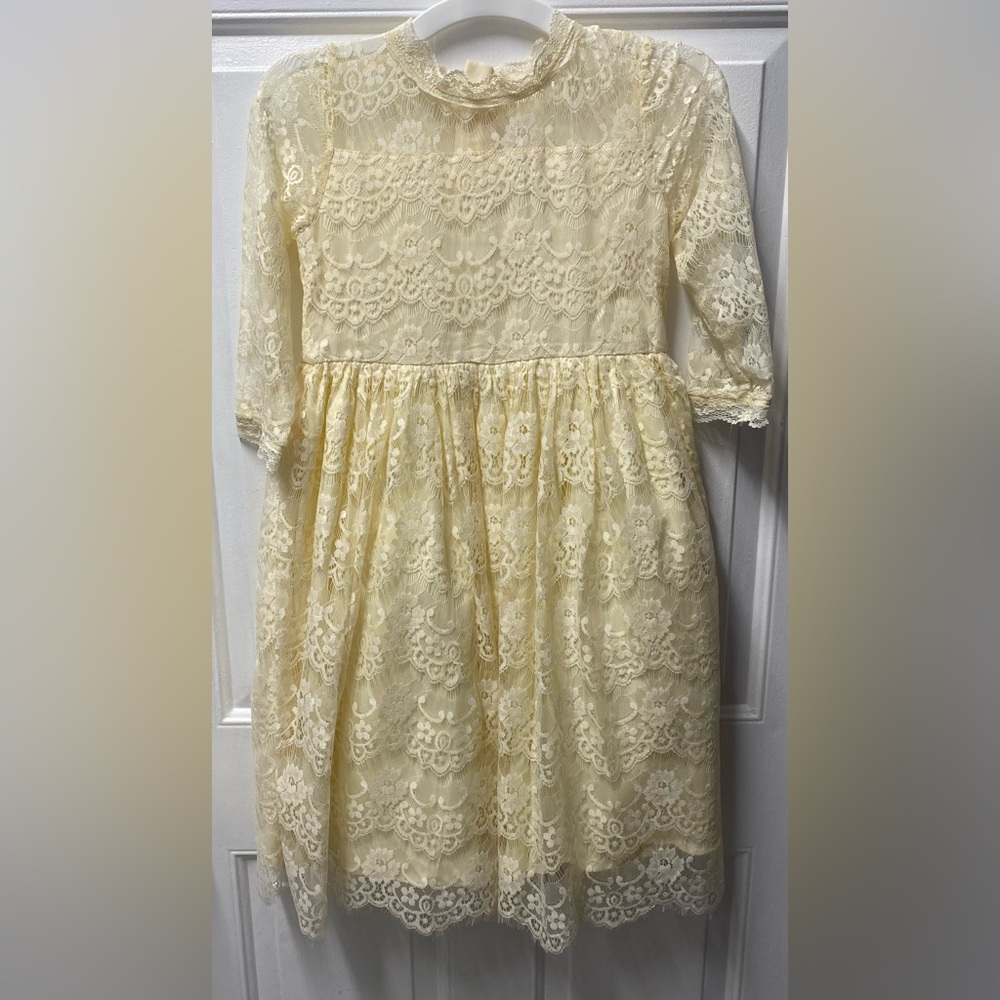 Fancy Lace Dress by Only Little Once Cream/Off White Girls size 8 New with Tags